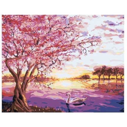 Gleznas pēc numuriem "Gulbji un Sakura" NEGV-col4550345