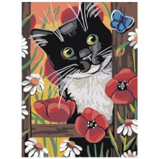 Gleznas pēc numuriem "Melnbalts kaķis" A140