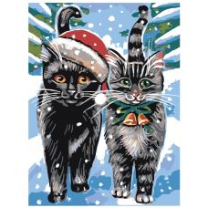 Gleznas pēc numuriem "Ziemassvētku kaķi" A163