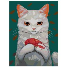 Gleznas pēc numuriem "Kaķis ar garneli" A316