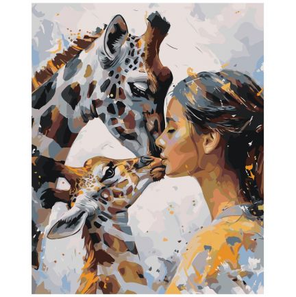 Gleznas pēc numuriem "Žirafes ar meiteni" AAAA-QR042