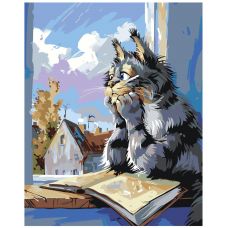 Gleznas pēc numuriem "Domājošs kaķis" AAAA-QR145