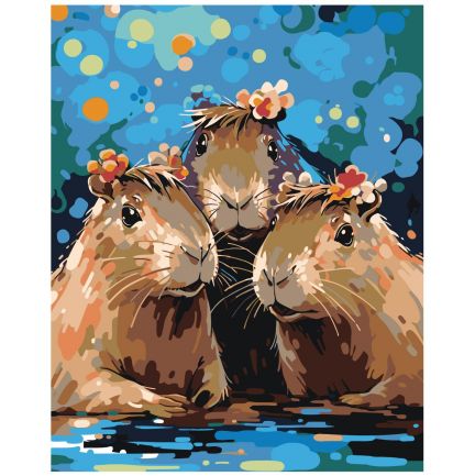 Gleznas pēc numuriem "Trīs kapibaras" EVEE-capybara-0003