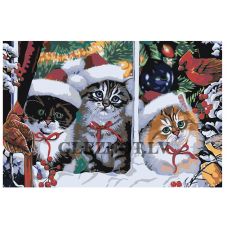 Gleznas pēc numuriem "Ziemassvētku kaķēni" A113
