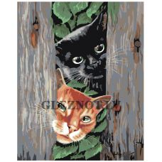 Gleznas pēc numuriem "Divi kaķi" A114
