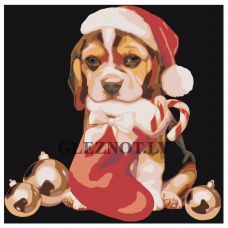 Gleznas pēc numuriem "Jaunā gada kucēns" A176