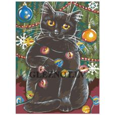 Gleznas pēc numuriem "Kaķis ar vītni" A189