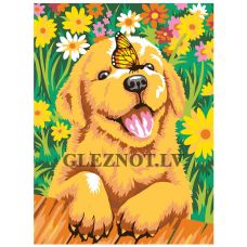 Gleznas pēc numuriem "Suns ar tauriņu" A43
