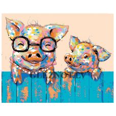 Gleznas pēc numuriem "Divi jautri sivēni" A440