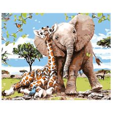 Gleznas pēc numuriem "Zilonis ar žirafi" KTMK-KTMK-37215