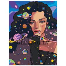 Gleznas pēc numuriem "Meitene un planētas" NEEN-z190822-2