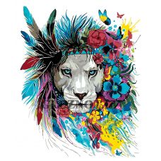 Gleznas pēc numuriem "Ziedu lauva" PA105