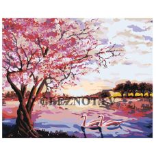 Gleznas pēc numuriem "Gulbji un Sakura" RA231