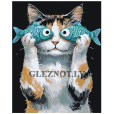 Gleznas pēc numuriem "Kaķis ar zivīm" VE.R-KST141